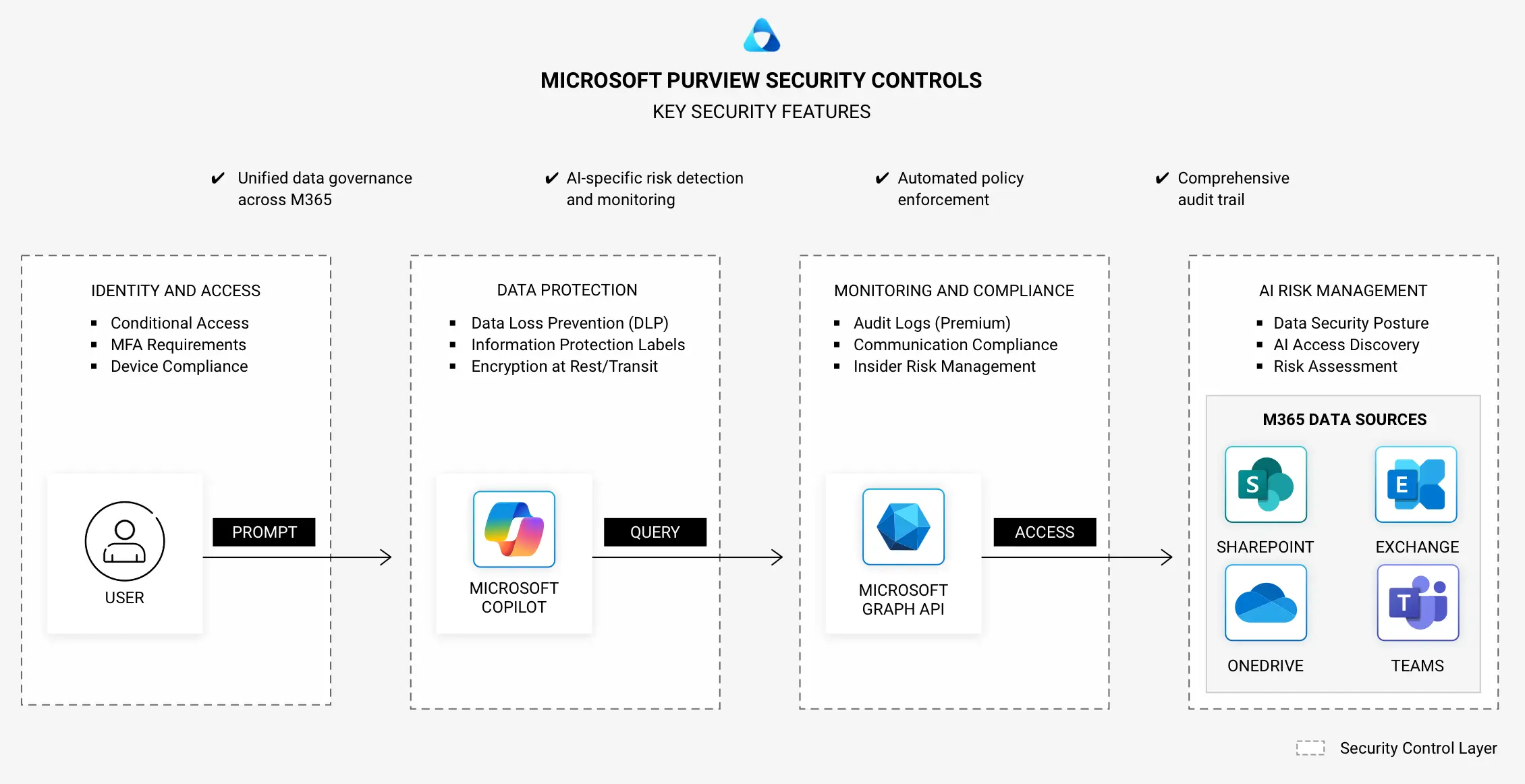 Key Features of Microsoft Purview Security Controls Diagram