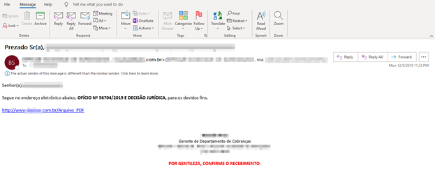 Sample email